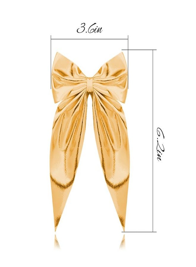 Sdopbinbin Pink Glitter Hair Clips Gold Christmas Bow Hair Clips Long Tail Bows for Little Girls Big Sparkly Bowknot Hair Barrettes Pink Christmas Head Accessories for Women Girls Cute Hair Bow Barrettes - Image 2